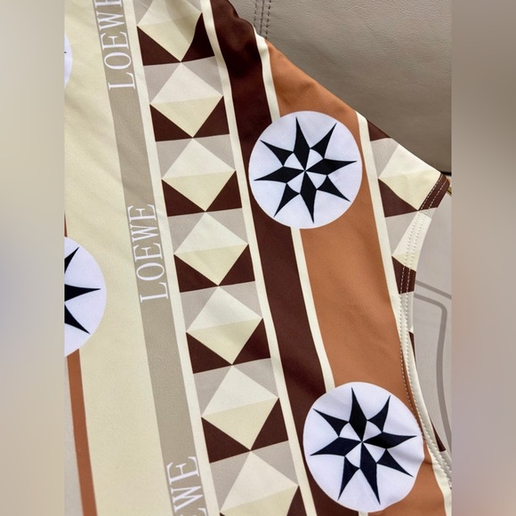 Loewe Inspired Neutral Starburst One-Piece Swimsuit Luxury Swimwear - Picture 6 of 9